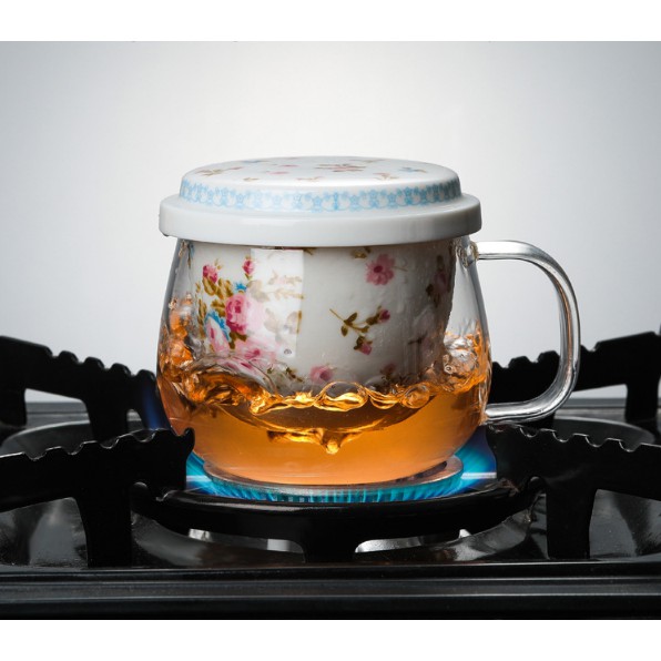 Ly thủy tinh lõi sứ kết hợp đế nến sứ trang trọng 350ml